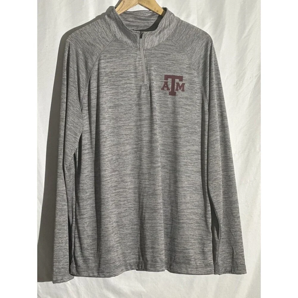 Texas A&M fanatics Mens Striated Raglon Light Weight‎ Quarter Zip Top Grey XL